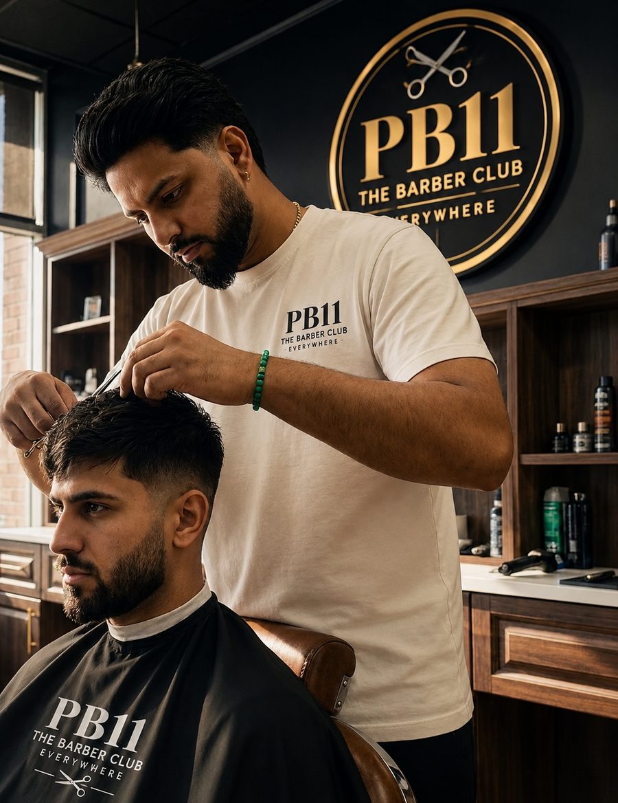 PB11 The Barber Club — barber at work in Vancouver